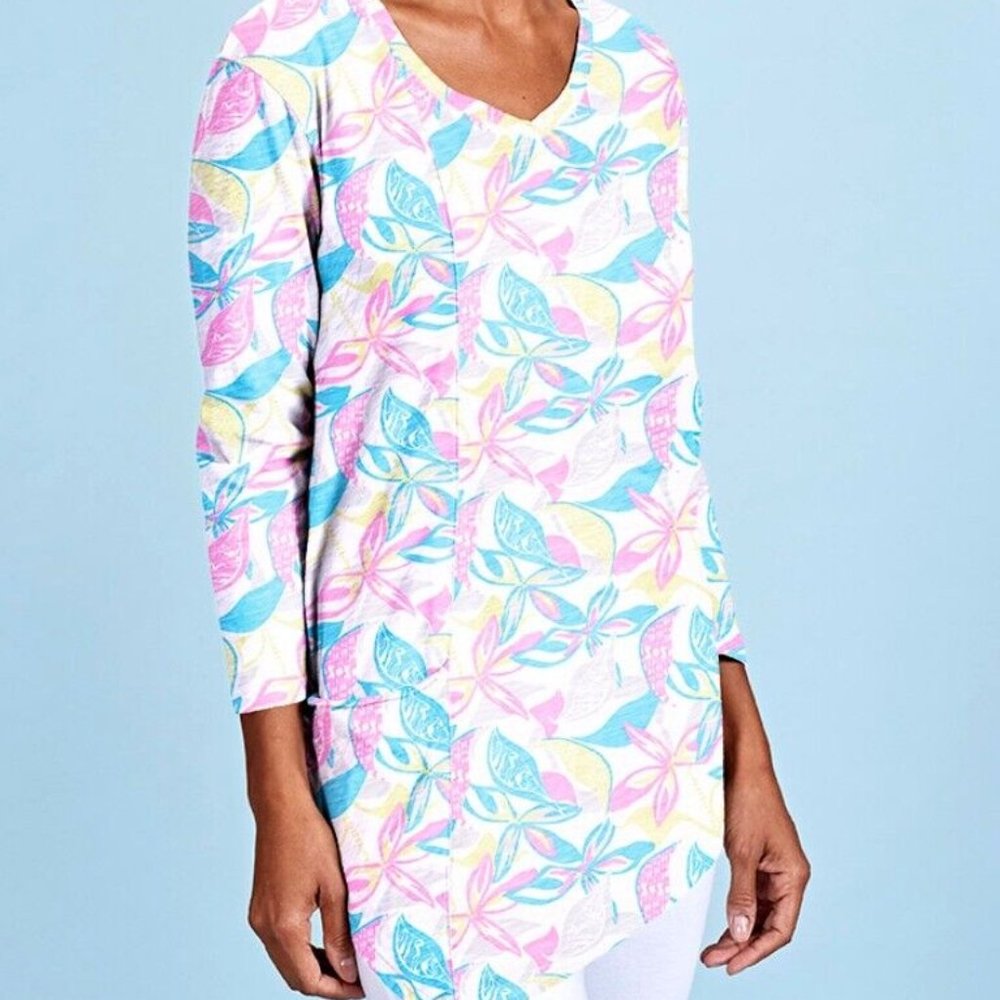 FRESH PRODUCE Small WHITE ELLA Beachside BLOOMS TUNIC Top $69 NWT New S